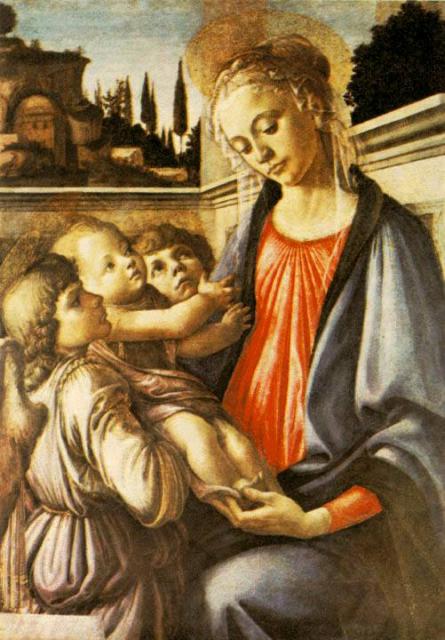 Szűzanya két angyallal (Galleria Nazionale di Capodimonte) – Sandro Botticelli (Sandro Filipepi)